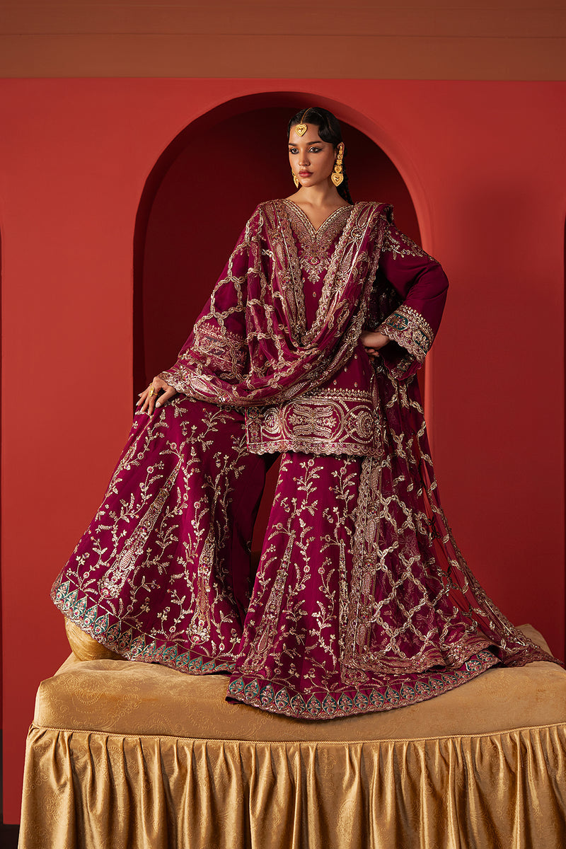 Afrozeh Shamal magenta raw silk shirt and sharara, photo 4