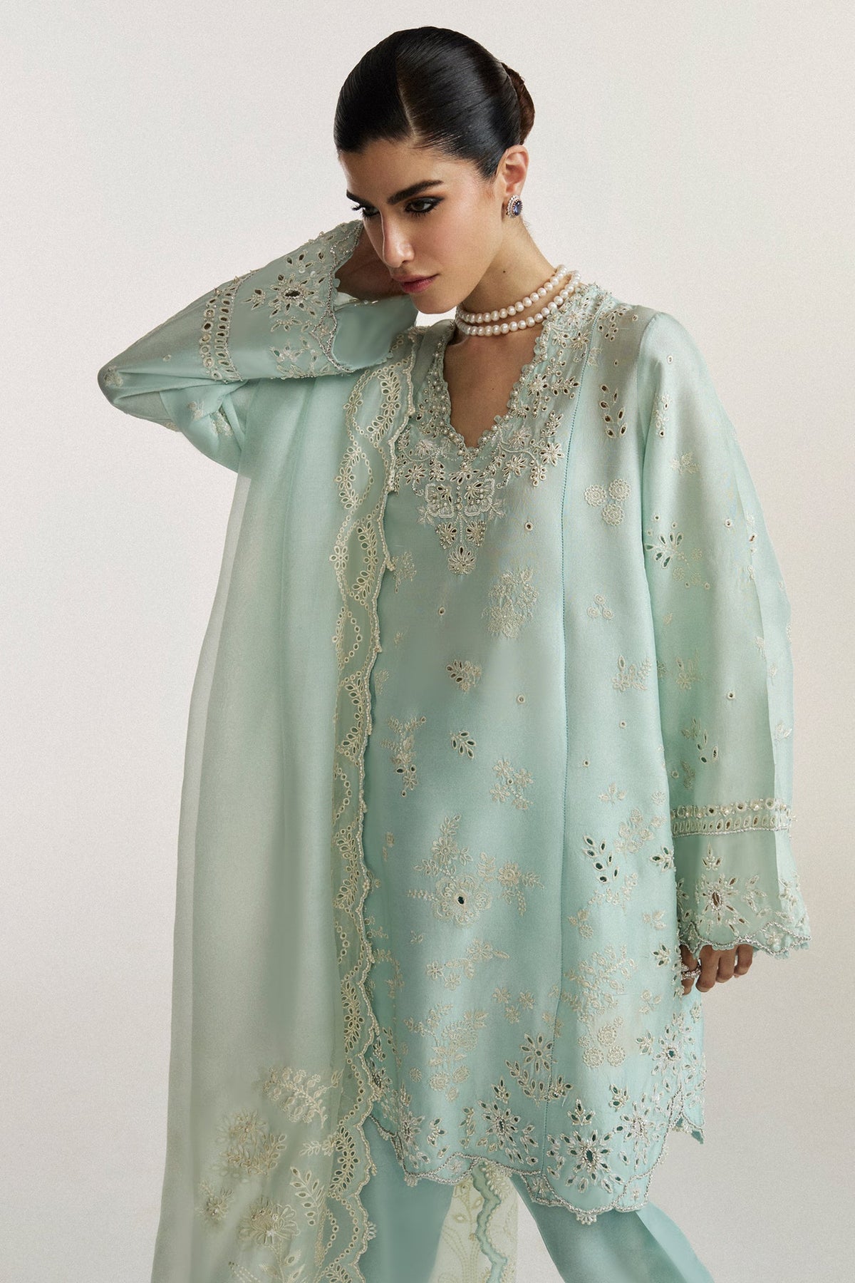 Elan I Vital Ornee I BLEU SÉRÉNITÉ (EV-21359) -  Elan Ladies Clothes - Original Designer Dress - House of Maryam