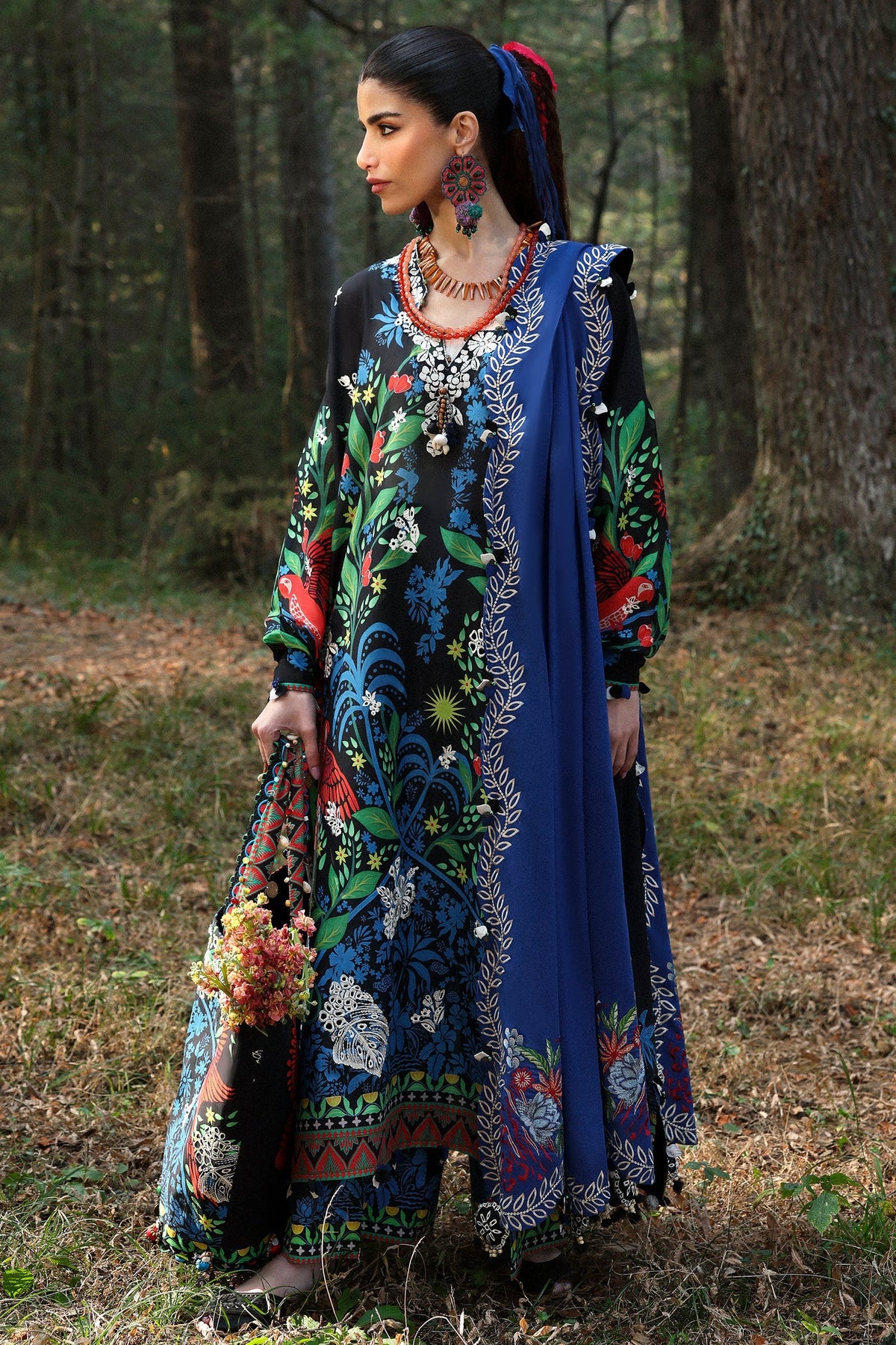 Zaha | Lawn 25 | BLACK SOLANA (ZL25-03 A) -  Zaha Ladies Clothes - Original Designer Dress - House of Maryam