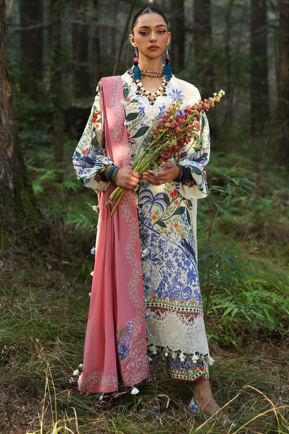 Zaha | Lawn 25 | WHITE SOLANA (ZL25-03 B) -  Zaha Ladies Clothes - Original Designer Dress - House of Maryam