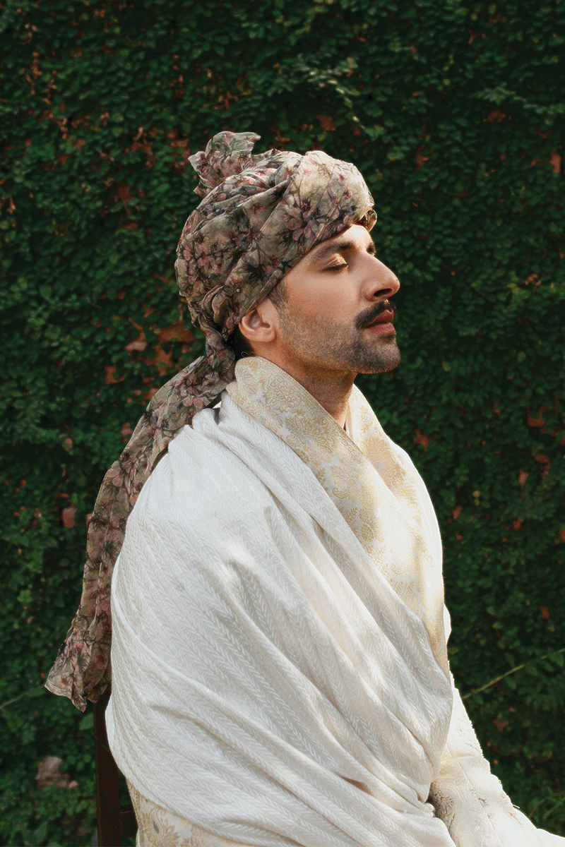 Republic By Omar Farooq | Sherwani Couture | Pearl White Shawl