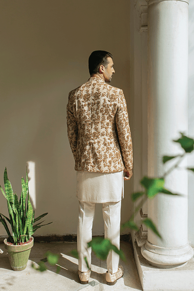 Republic By Omar Farooq | Clothing | Shimmer Gold Prince Coat -  Republic by Omar Farooq Clothing - Original Designer Dress - House of Maryam