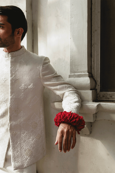 Republic By Omar Farooq | Luxury Rtw | Pearl White Prince Coat -  Republic by Omar Farooq Luxury RTW - Original Designer Dress - House of Maryam
