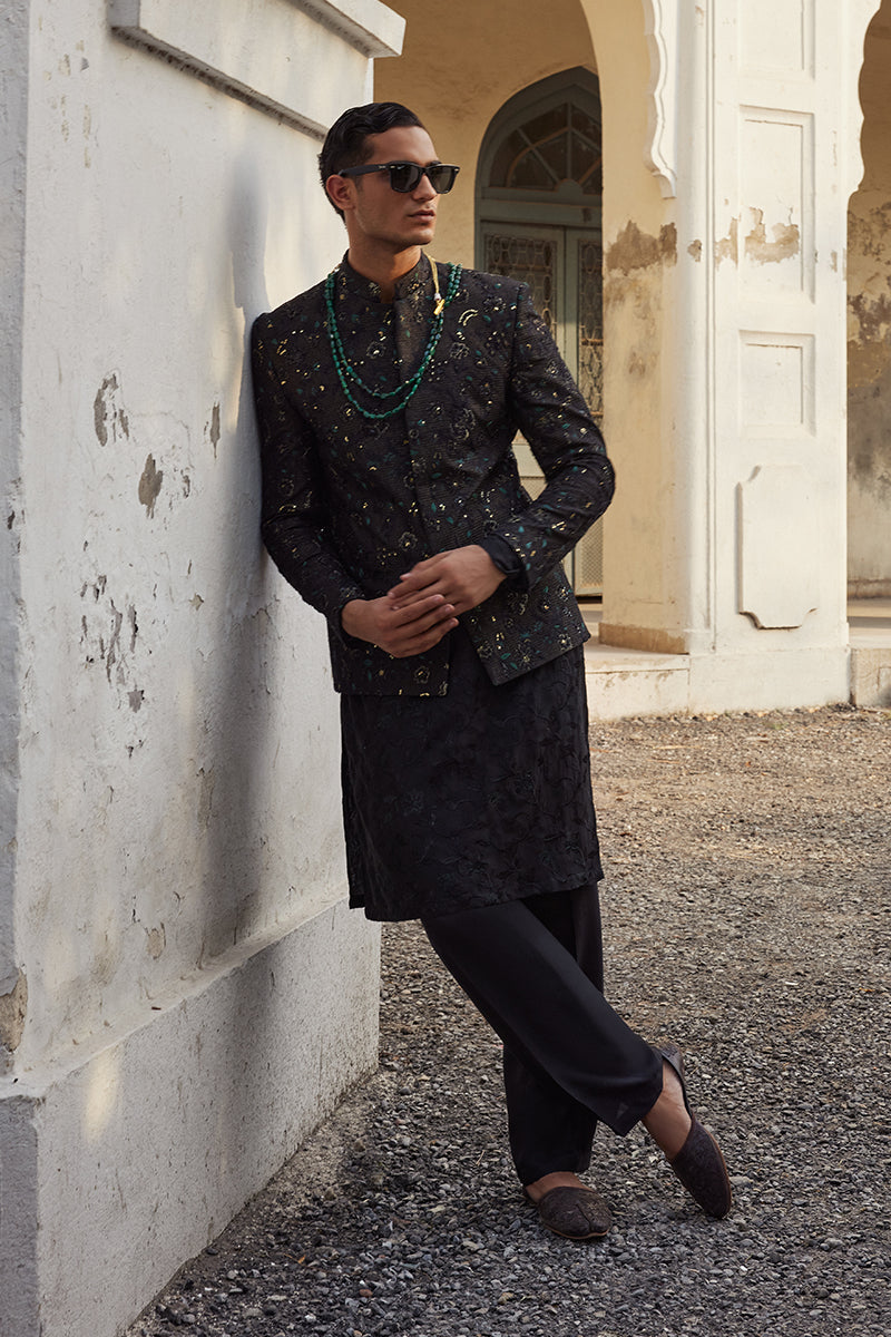Republic By Omar Farooq | Bandhgala Suit | "Soroush" Bandhgala Jacket -  Republic by Omar Farooq Bandhgala Suit - Original Designer Dress - House of Maryam