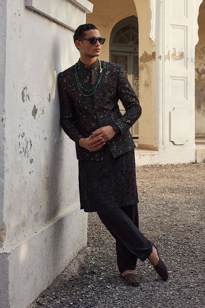 Republic By Omar Farooq | Bandhgala Suit | "Soroush" Bandhgala Jacket -  Republic by Omar Farooq Bandhgala Suit - Original Designer Dress - House of Maryam