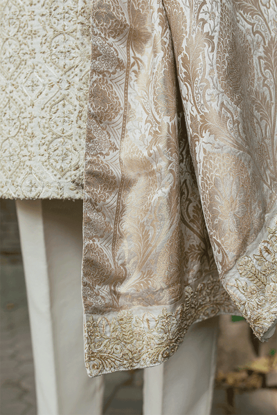 Republic By Omar Farooq | Sherwani Couture | Floral Edge Hand Embroidered Shawl -  Republic by Omar Farooq SHERWANI COUTURE - Original Designer Dress - House of Maryam