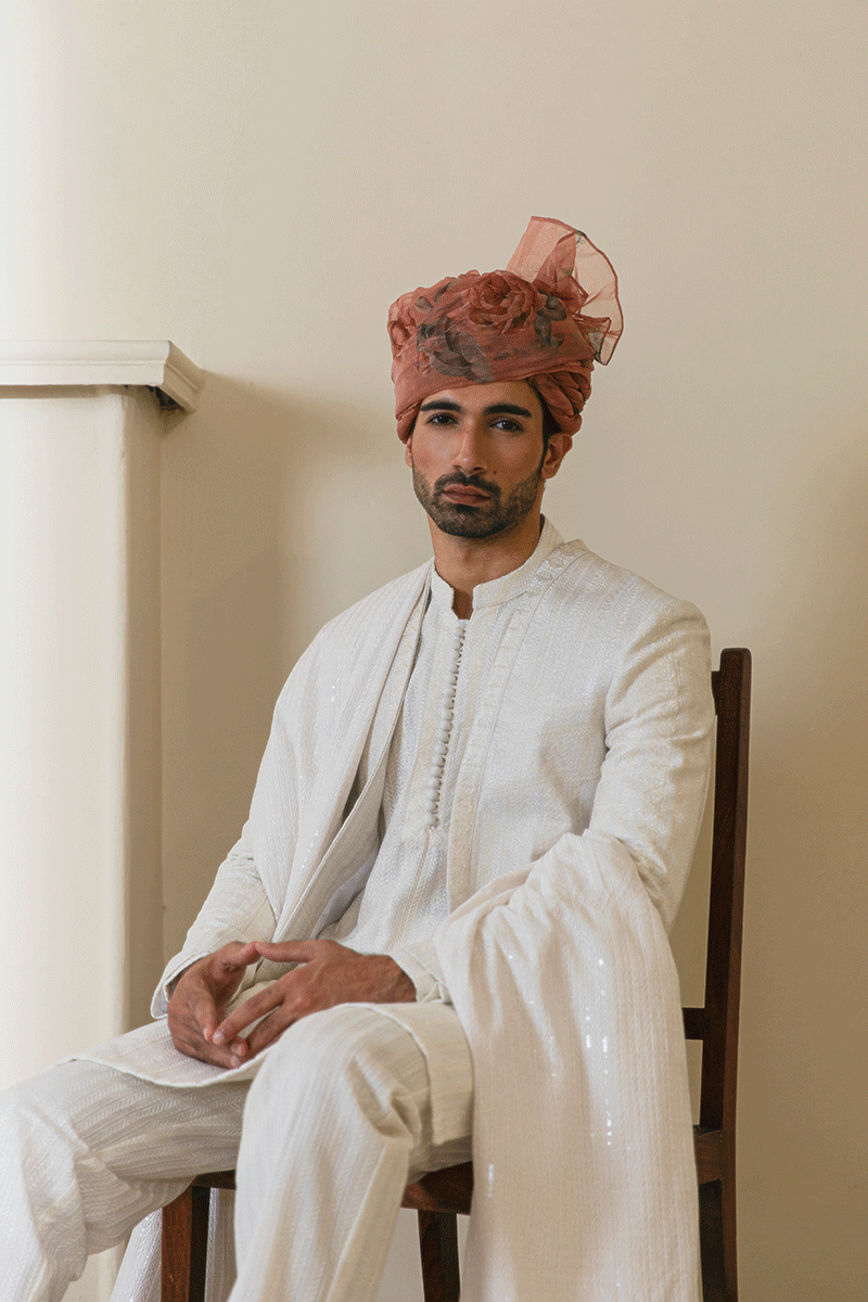 Republic By Omar Farooq | Couture Prince Coat | Ivory White Prince Coat -  Republic by Omar Farooq Couture Prince Coat - Original Designer Dress - House of Maryam