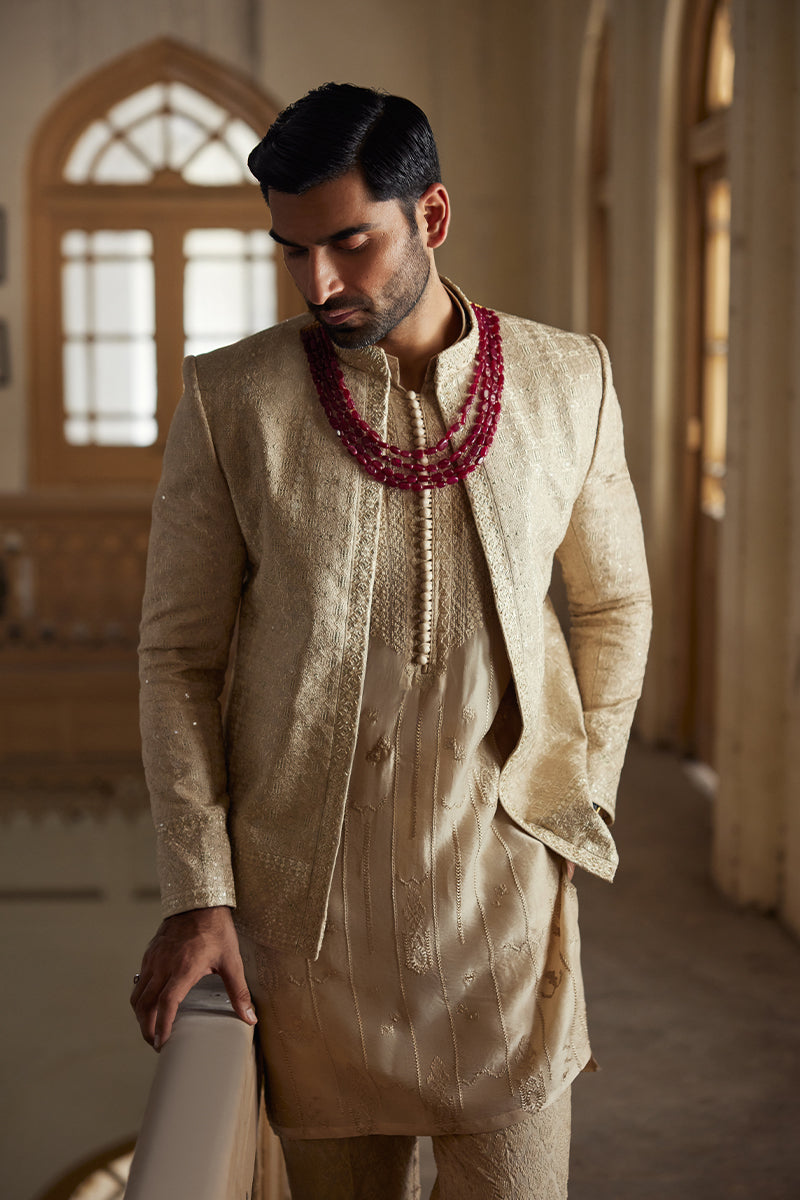 Republic By Omar Farooq | Bandhgala Suit | "Darius' Bandhgala Jacket -  Republic by Omar Farooq Bandhgala Suit - Original Designer Dress - House of Maryam