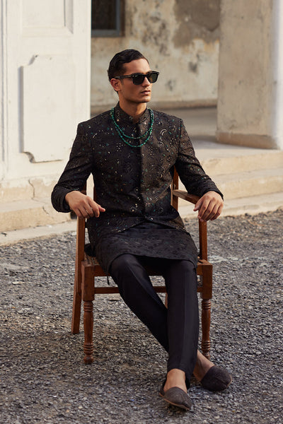 Republic By Omar Farooq | Bandhgala Suit | "Soroush" Bandhgala Jacket -  Republic by Omar Farooq Bandhgala Suit - Original Designer Dress - House of Maryam