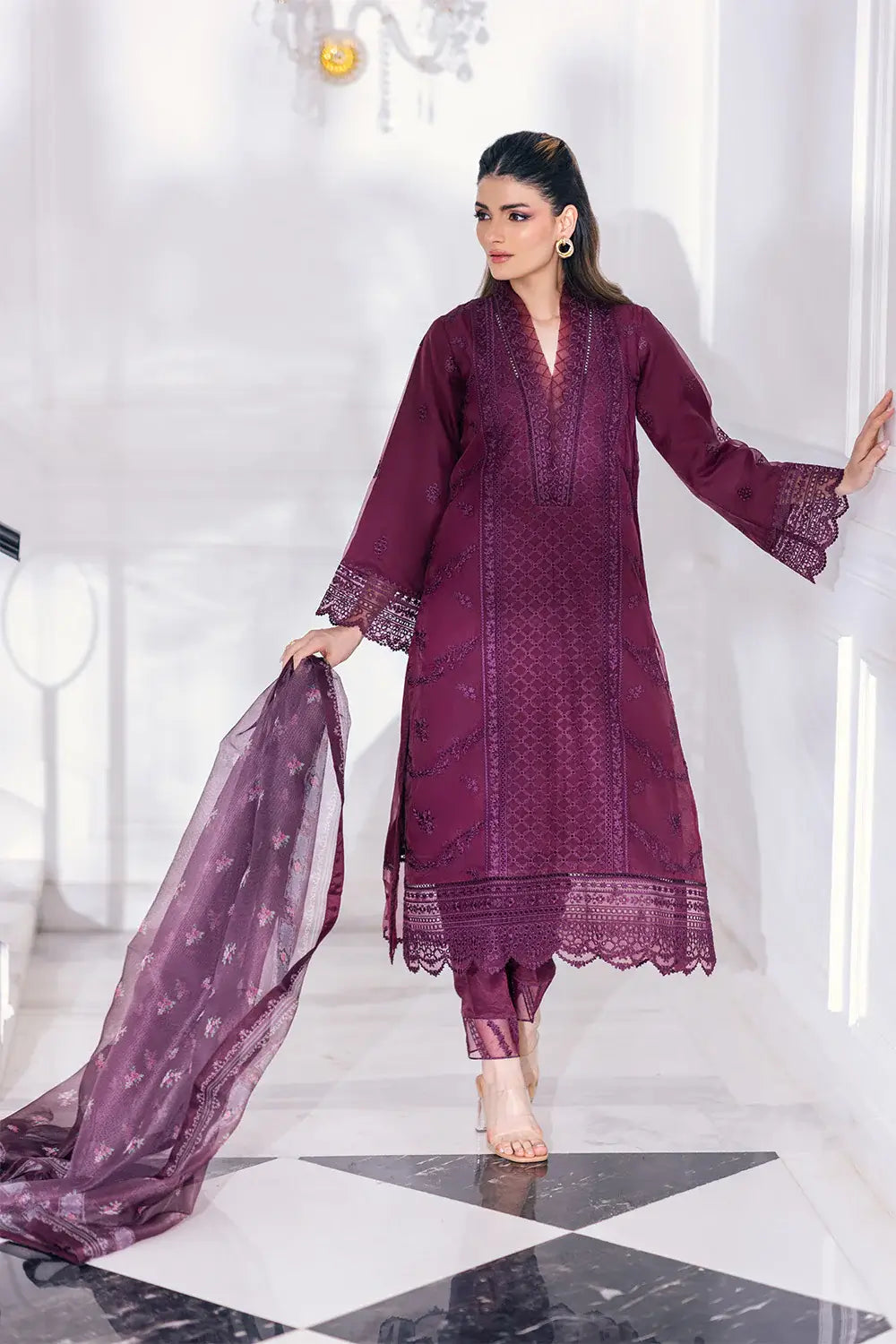 Azure | Embroidered Ensembles 23 | Vintage Rose -  Azure Formal -  House of Maryam
