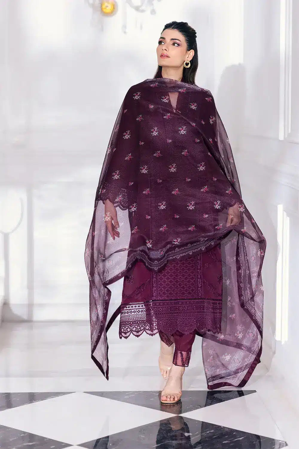 Azure | Embroidered Ensembles 23 | Vintage Rose -  Azure Formal - Original Designer Dress - House of Maryam