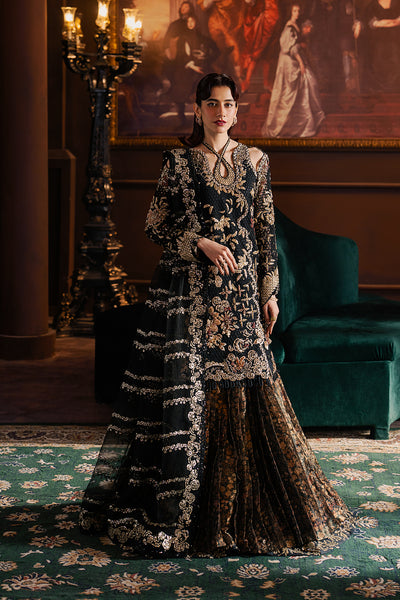 Afrozeh Sarave black formal shirt and sharara