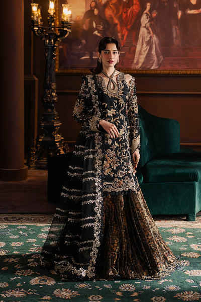 Afrozeh Sarave black formal shirt and sharara
