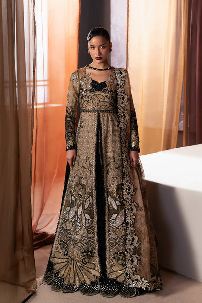Afrozeh Rayyan black pishwas and lehenga