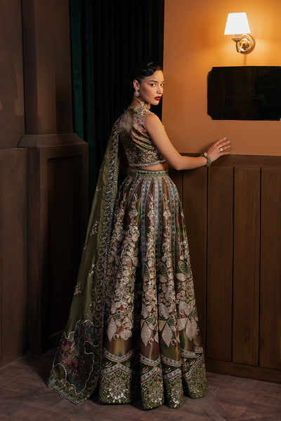 Afrozeh Mahsil olive green choli and lehenga, photo 2