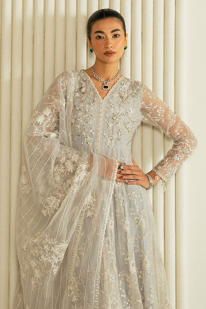 Cross Stitch | Wedding Pret | Whispering Blue-2PC Organza Embroidered Pret