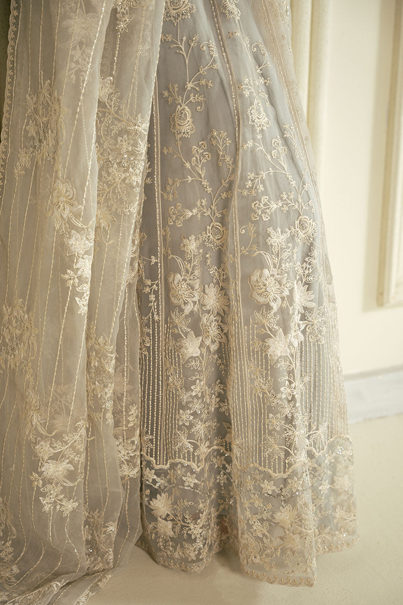 Cross Stitch | Wedding Pret | Whispering Blue-2PC Organza Embroidered Pret, image 5