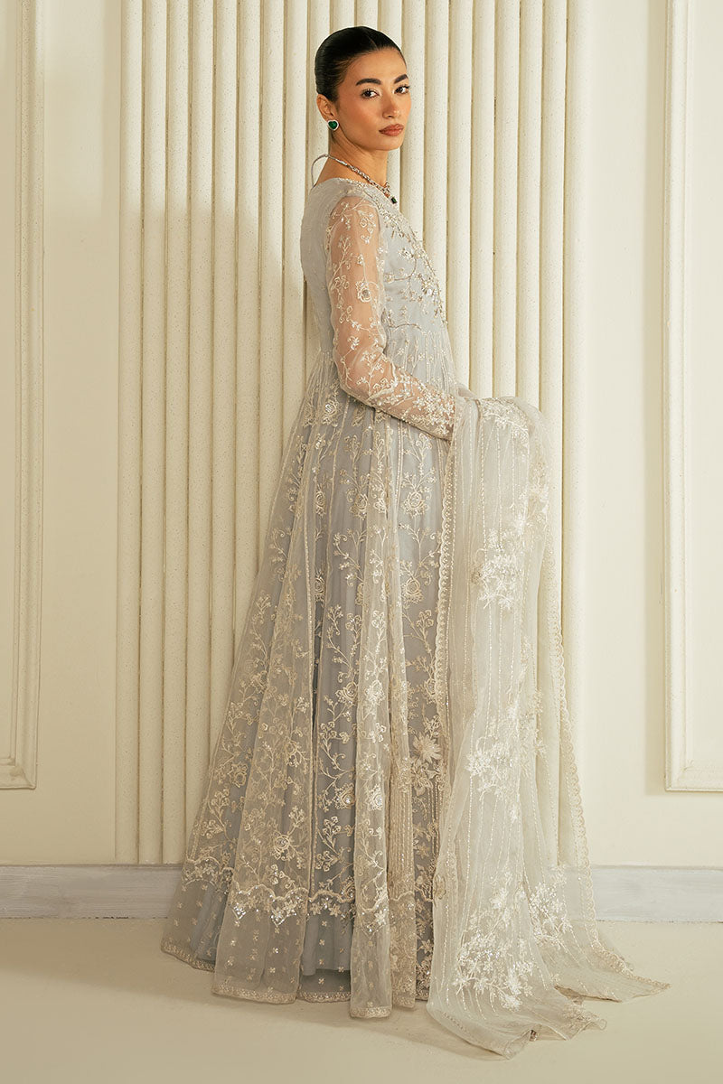 Cross Stitch | Wedding Pret | Whispering Blue-2PC Organza Embroidered Pret, image 4