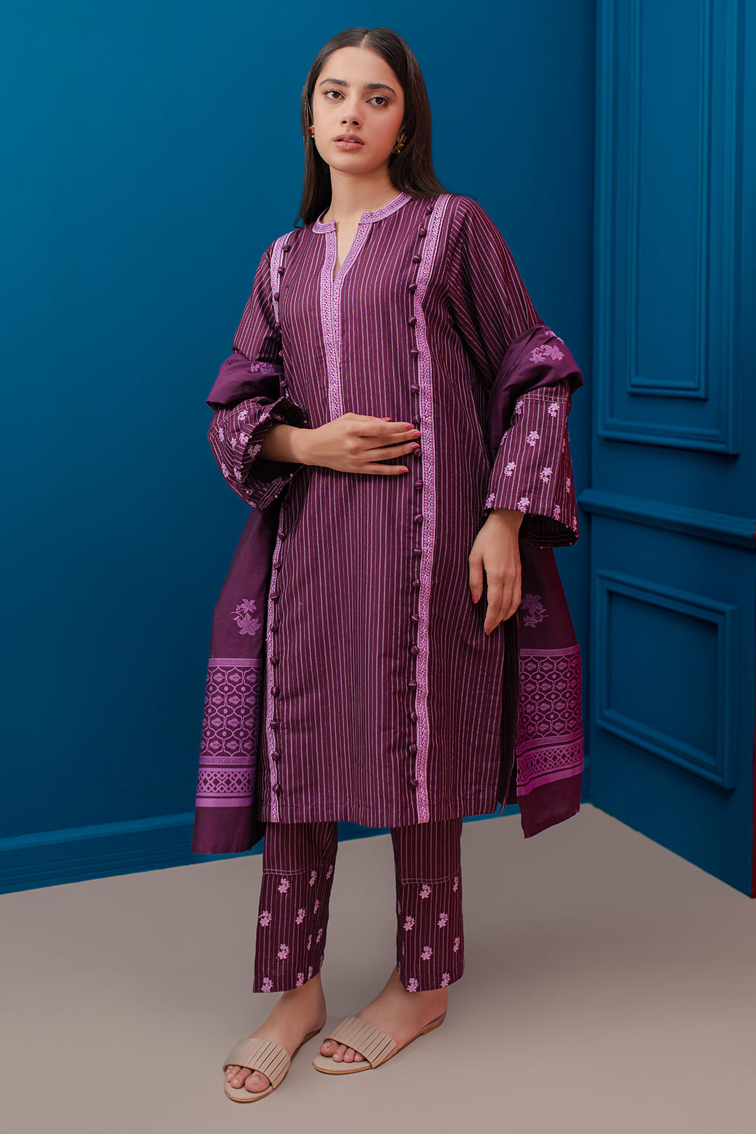 Zellbury | Winter Pret | Embroidered Kurta Dupatta Trouser - 1278 -  Zellbury Women Signature Pret - Original Designer Dress - House of Maryam