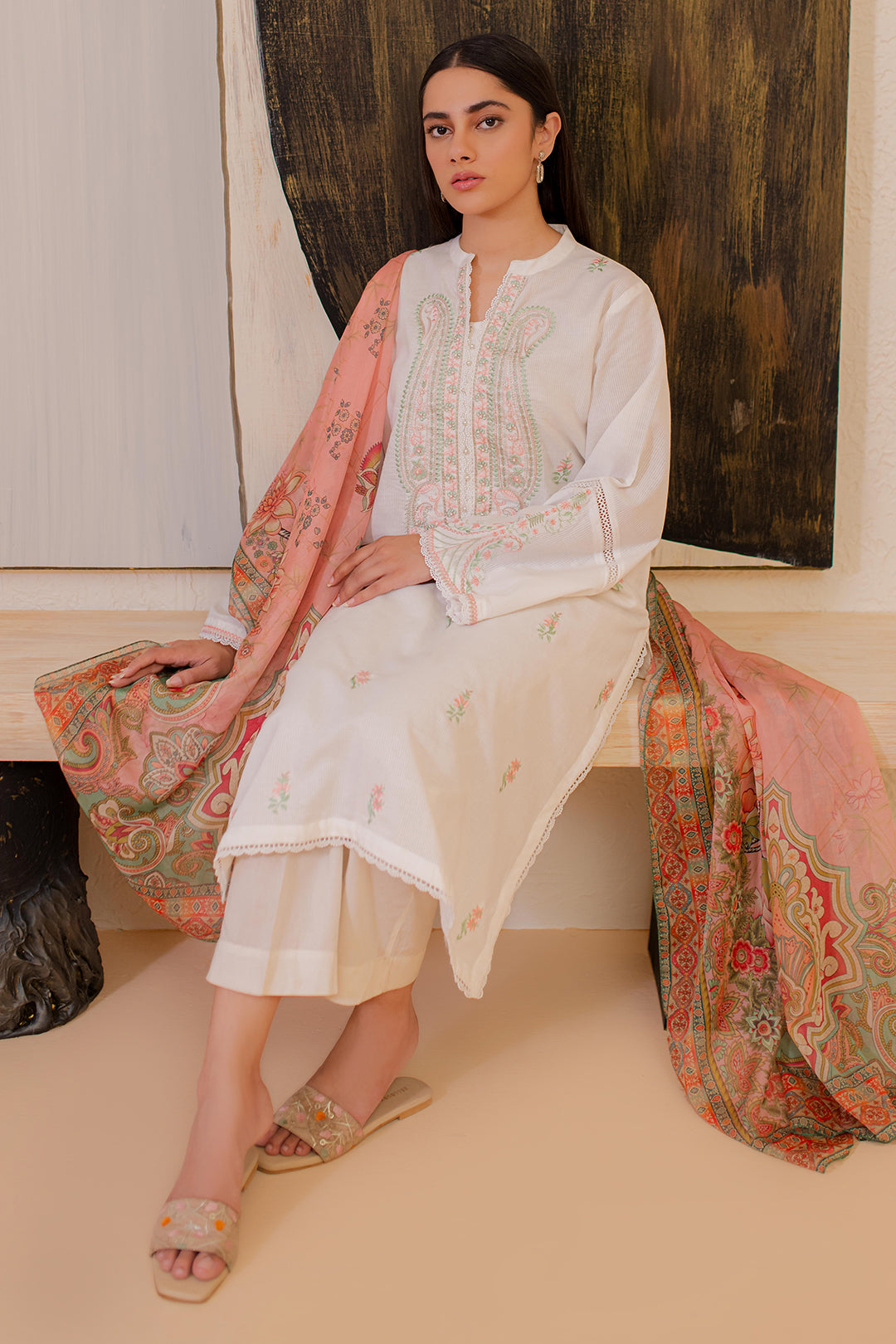 Zellbury | Summer Pret | Embroidered Kurta Dupatta - 3330