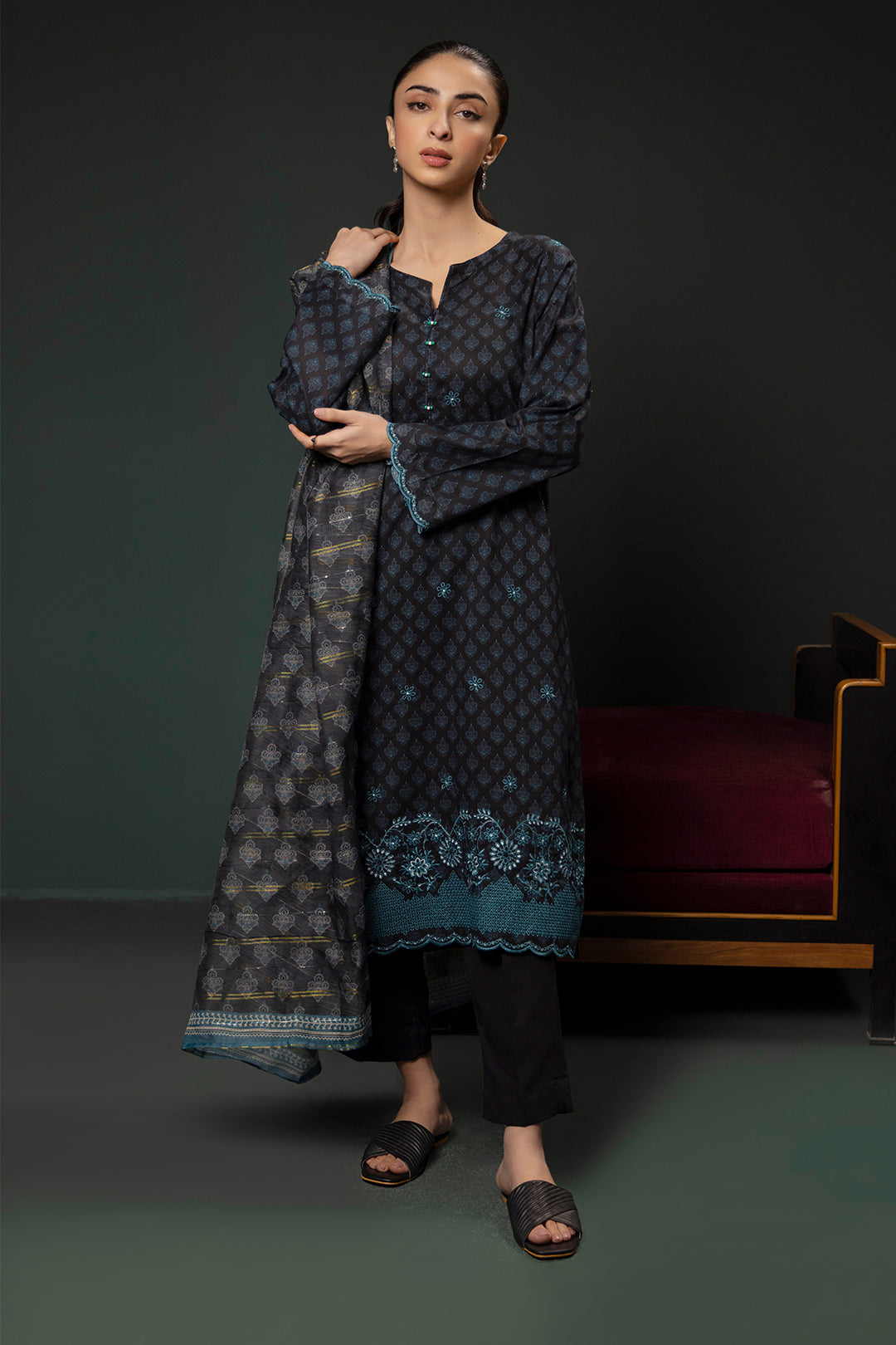 Zellbury | Summer Pret | Embroidered Kurta Dupatta Trouser - 2835 -  Zellbury Women Essential Pret - Original Designer Dress - House of Maryam