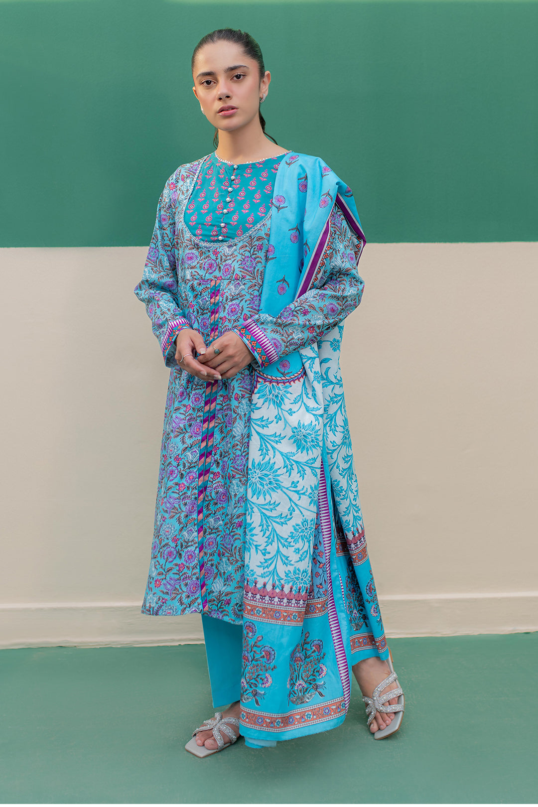 Zellbury | Summer Pret | Kurta Dupatta Trouser - 2856 -  Zellbury Women Essential Pret - Original Designer Dress - House of Maryam
