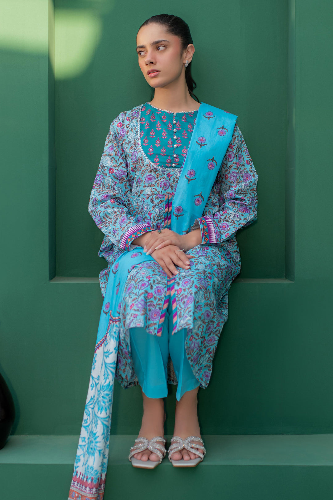 Zellbury | Summer Pret | Kurta Dupatta Trouser - 2856 -  Zellbury Women Essential Pret - Original Designer Dress - House of Maryam