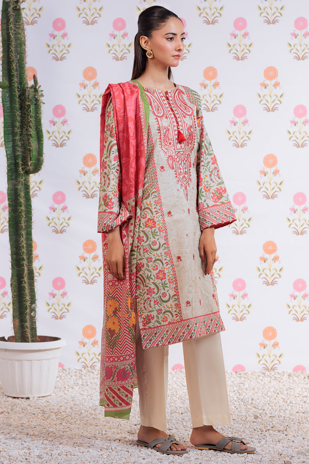 Zellbury | Summer Pret | Embroidered Kurta Dupatta - 1895 -  Zellbury Women Essential Pret - Original Designer Dress - House of Maryam