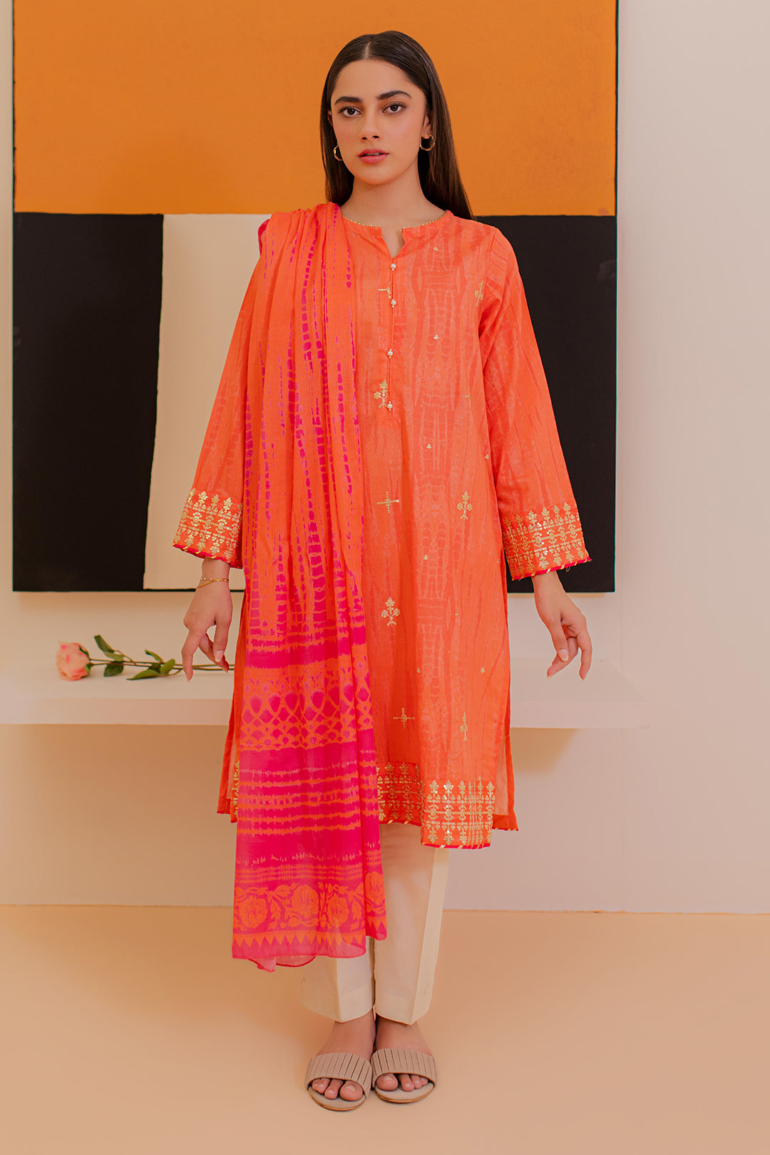 Zellbury | Summer Pret | Embroidered Kurta Dupatta - 1899 -  Zellbury Women Essential Pret - Original Designer Dress - House of Maryam