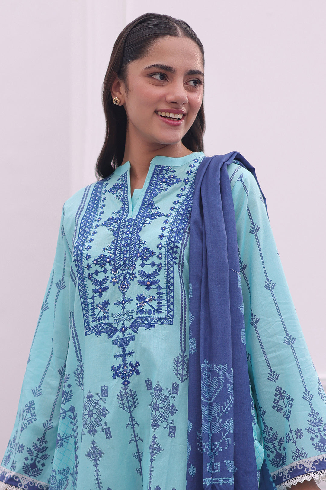 Zellbury | Summer Pret | Embroidered Kurta Dupatta - 1907 -  Zellbury Women Essential Pret - Original Designer Dress - House of Maryam