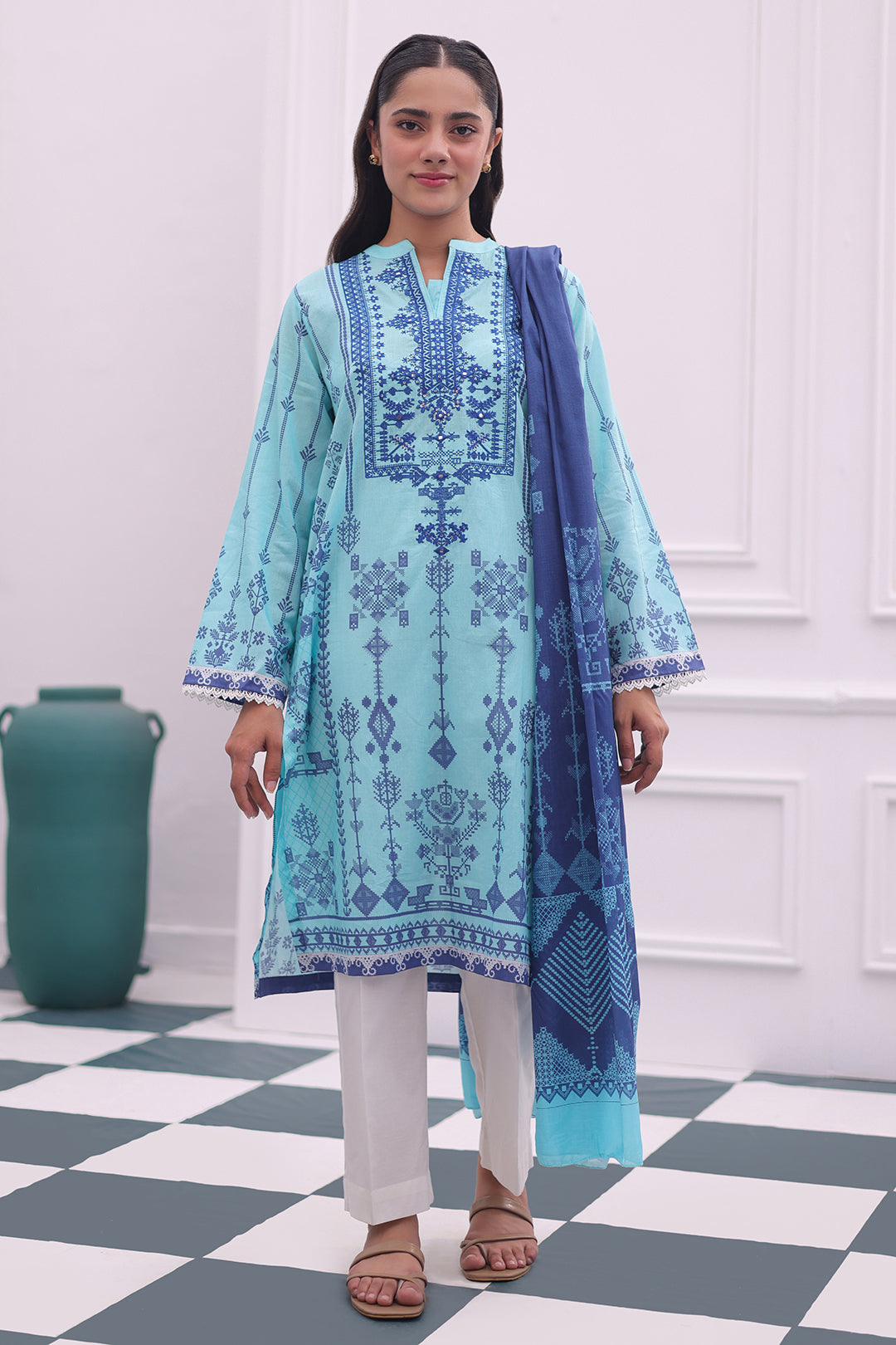 Zellbury | Summer Pret | Embroidered Kurta Dupatta - 1907 -  Zellbury Women Essential Pret - Original Designer Dress - House of Maryam