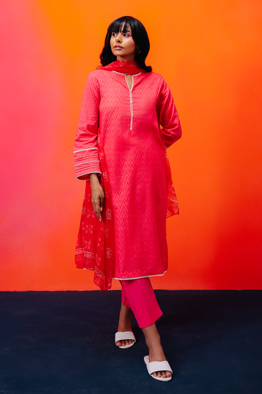 Zellbury | Summer Pret | Kurta Dupatta Trouser - 1525 -  Zellbury Women Essential Pret - Original Designer Dress - House of Maryam