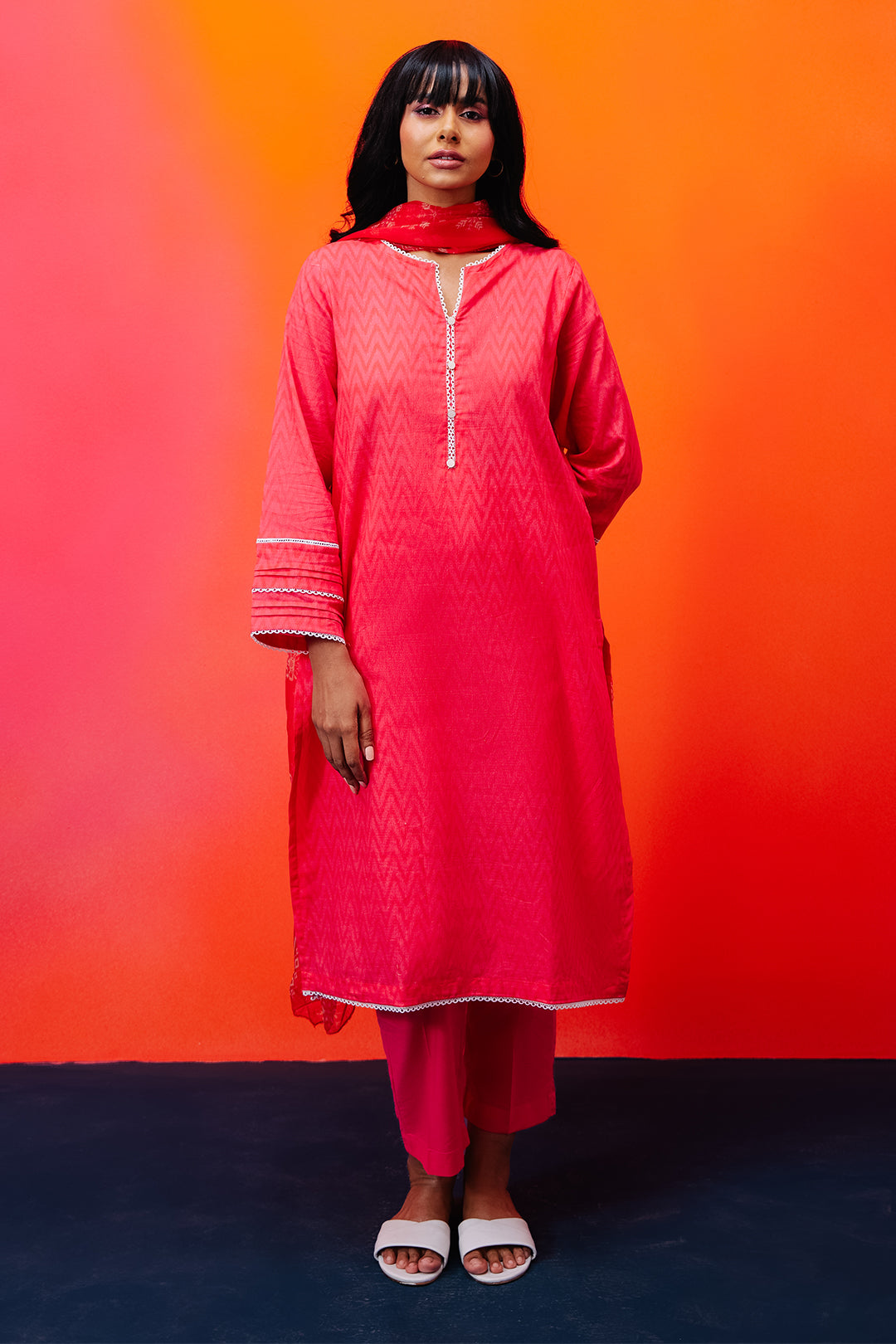Zellbury | Summer Pret | Kurta Dupatta Trouser - 1525 -  Zellbury Women Essential Pret - Original Designer Dress - House of Maryam