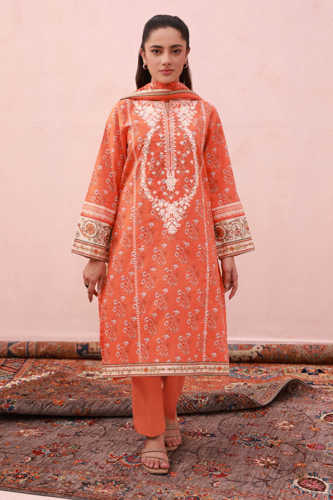 Zellbury | Summer Pret | Embroidered Kurta Dupatta Trouser - 1962 -  Zellbury Women Essential Pret - Original Designer Dress - House of Maryam