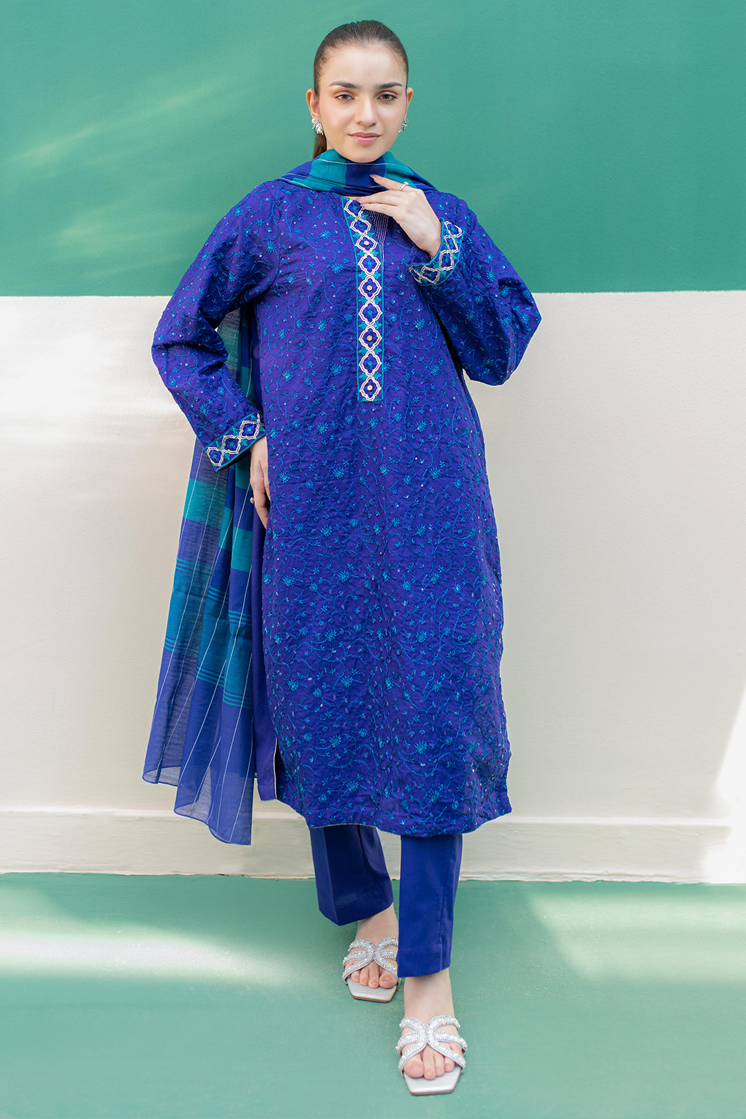 Zellbury | Summer Pret | Embroidered Kurta Dupatta Trouser - 2004 -  Zellbury Women Signature Pret - Original Designer Dress - House of Maryam