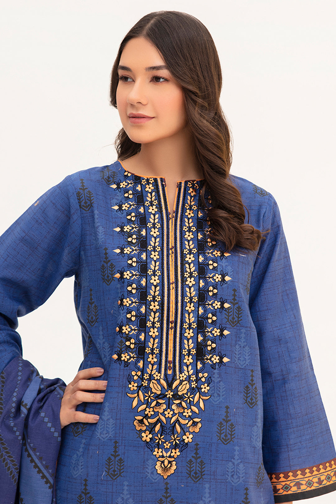Zellbury | Winter Pret | Kurta Dupatta - 0755 -  Zellbury Women Essential Pret - Original Designer Dress - House of Maryam
