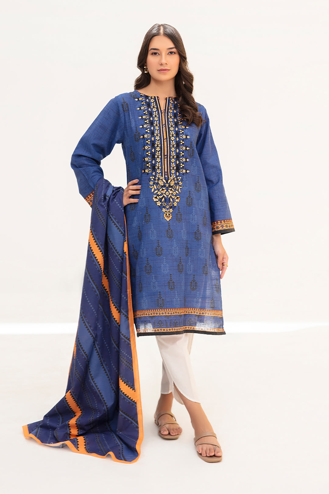 Zellbury | Winter Pret | Kurta Dupatta - 0755 -  Zellbury Women Essential Pret - Original Designer Dress - House of Maryam