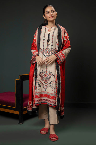 Zellbury | Winter Pret | Embroidered Kurta Shawl - 2937 -  Zellbury Women Essential Pret - Original Designer Dress - House of Maryam