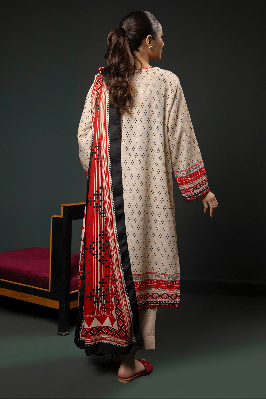 Zellbury | Winter Pret | Embroidered Kurta Shawl - 2937 -  Zellbury Women Essential Pret - Original Designer Dress - House of Maryam
