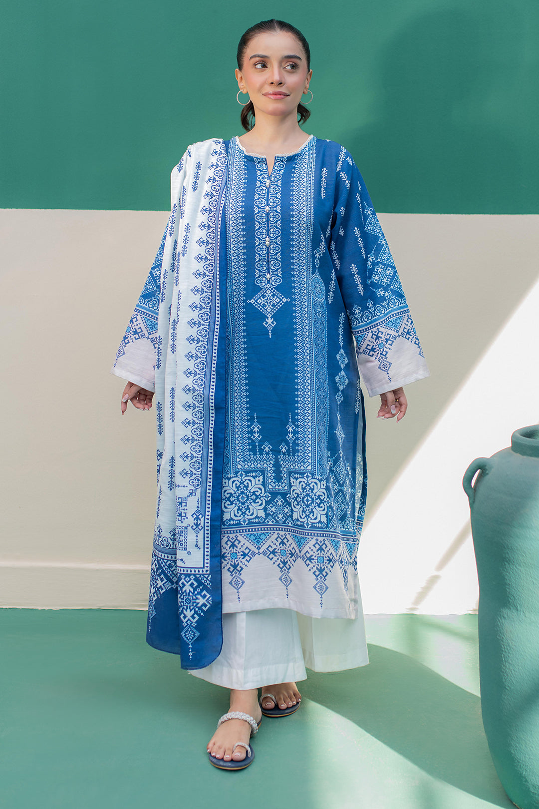 Zellbury | Winter Pret | Kurta Dupatta - 2980 -  Zellbury Women Essential Pret - Original Designer Dress - House of Maryam
