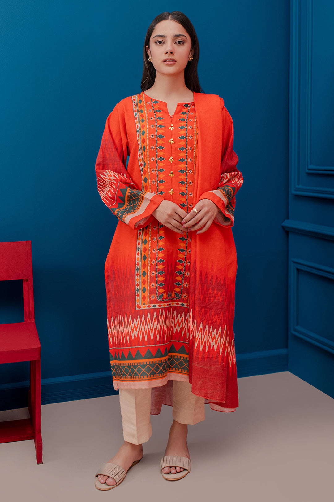 Zellbury | Winter Pret | Kurta Dupatta - 3053 -  Zellbury Women Essential Pret - Original Designer Dress - House of Maryam