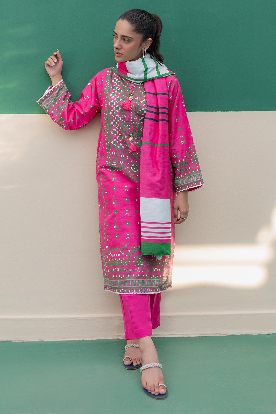 Zellbury | Winter Pret | Kurta Dupatta Trouser - 2949 -  Zellbury Women Essential Pret - Original Designer Dress - House of Maryam