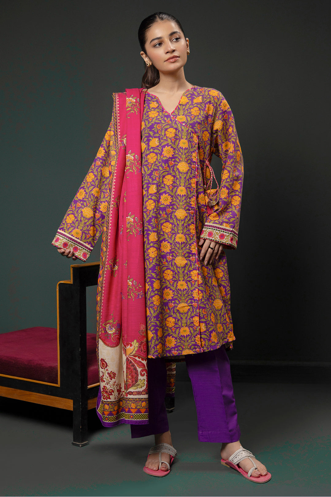 Zellbury | Winter Pret | Kurta Dupatta Trouser - 3006 -  Zellbury Women Essential Pret - Original Designer Dress - House of Maryam