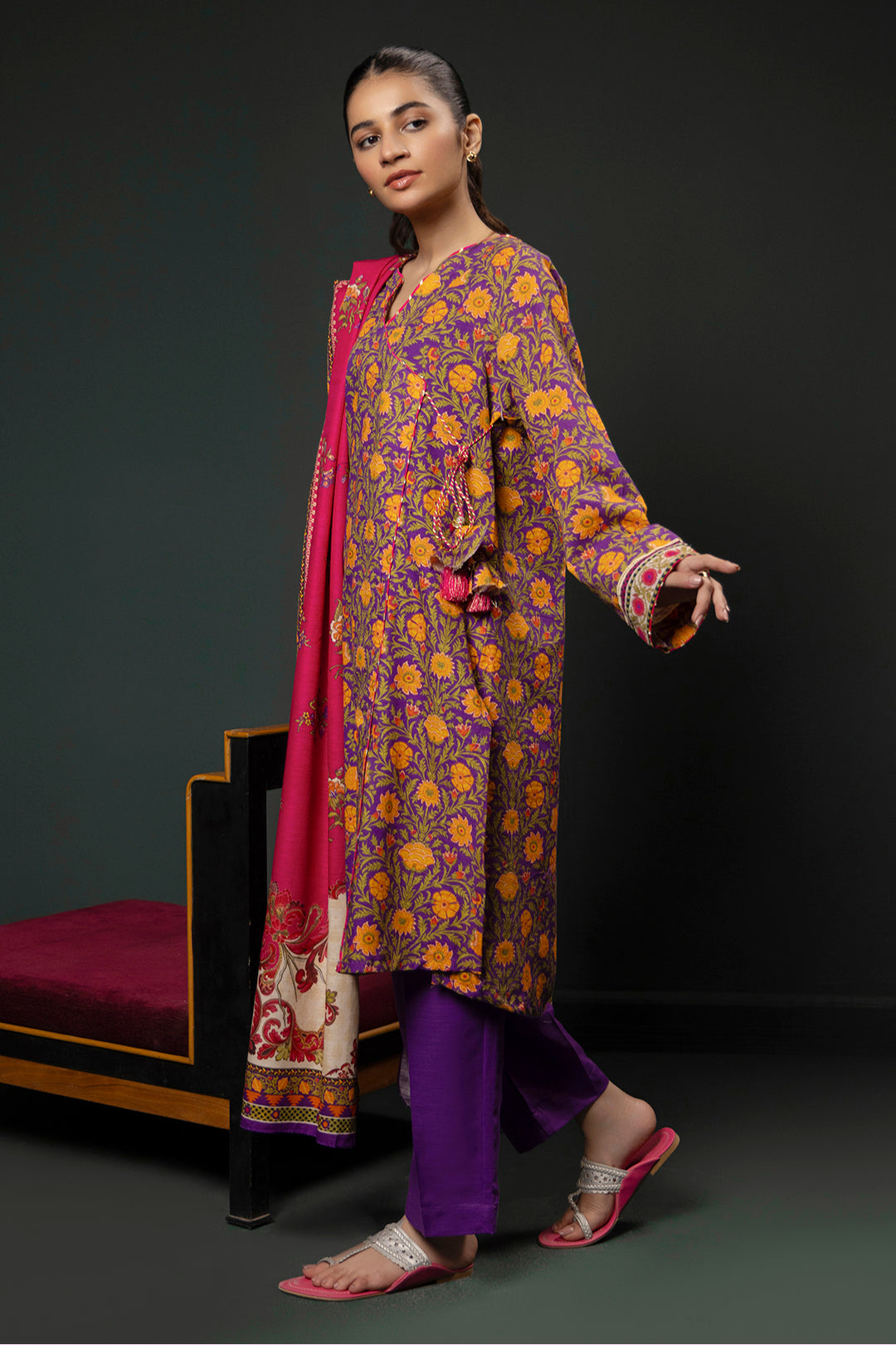 Zellbury | Winter Pret | Kurta Dupatta Trouser - 3006 -  Zellbury Women Essential Pret -  House of Maryam