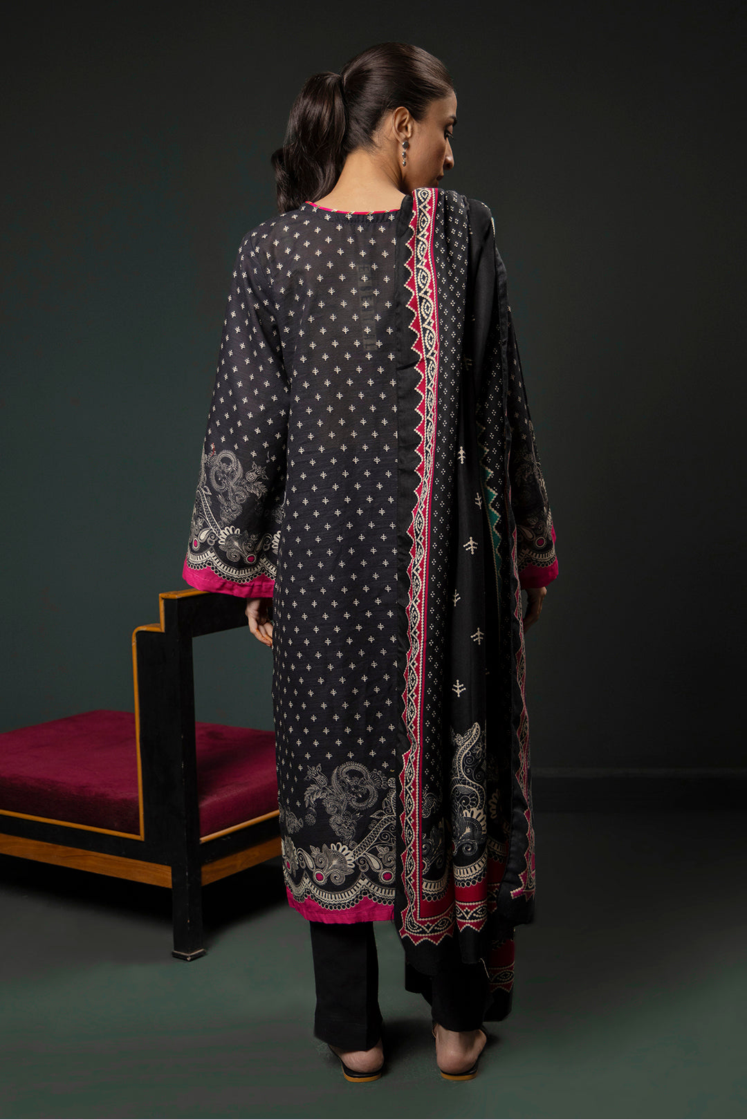Zellbury | Winter Pret | Kurta Shawl Trouser - 3008 -  Zellbury Women Essential Pret - Original Designer Dress - House of Maryam