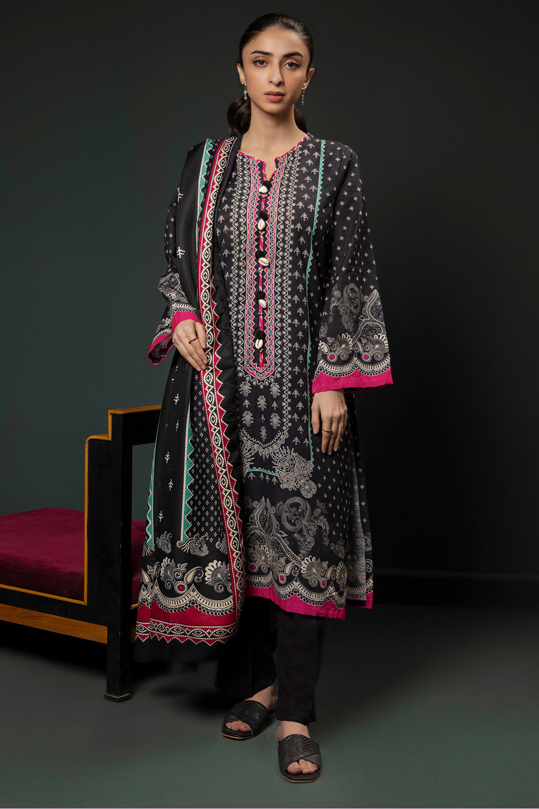 Zellbury | Winter Pret | Kurta Shawl Trouser - 3008 -  Zellbury Women Essential Pret - Original Designer Dress - House of Maryam