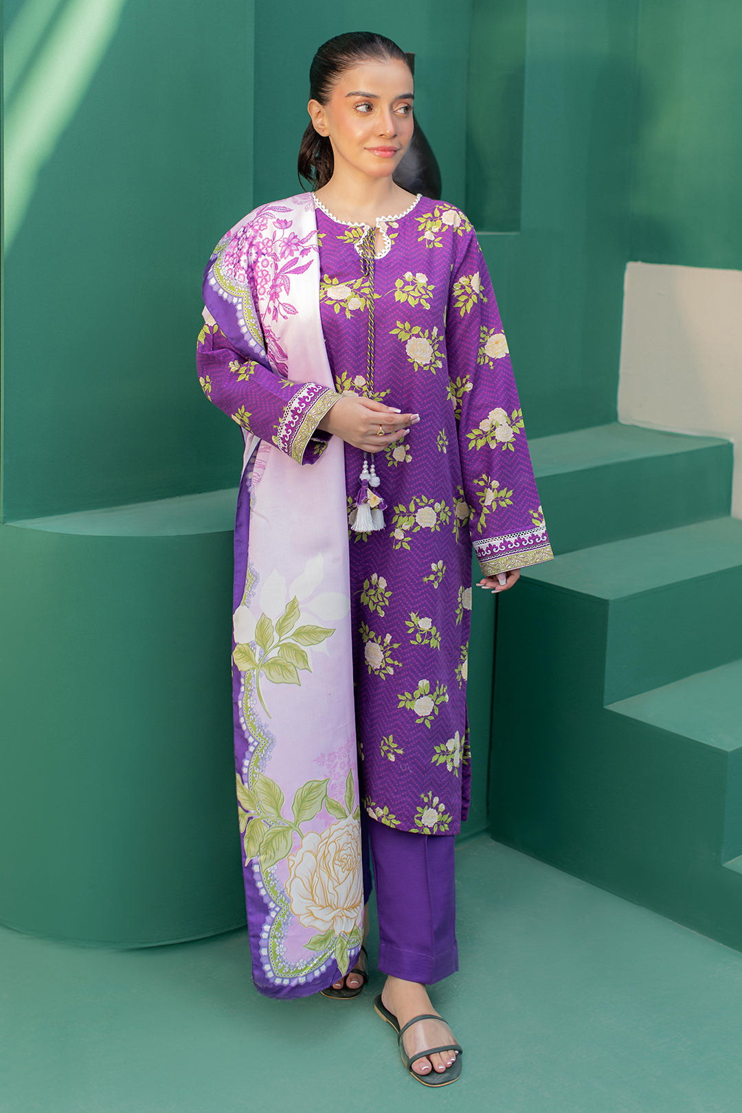 Zellbury | Winter Pret | Kurta Shawl Trouser - 3010 -  Zellbury Women Essential Pret - Original Designer Dress - House of Maryam