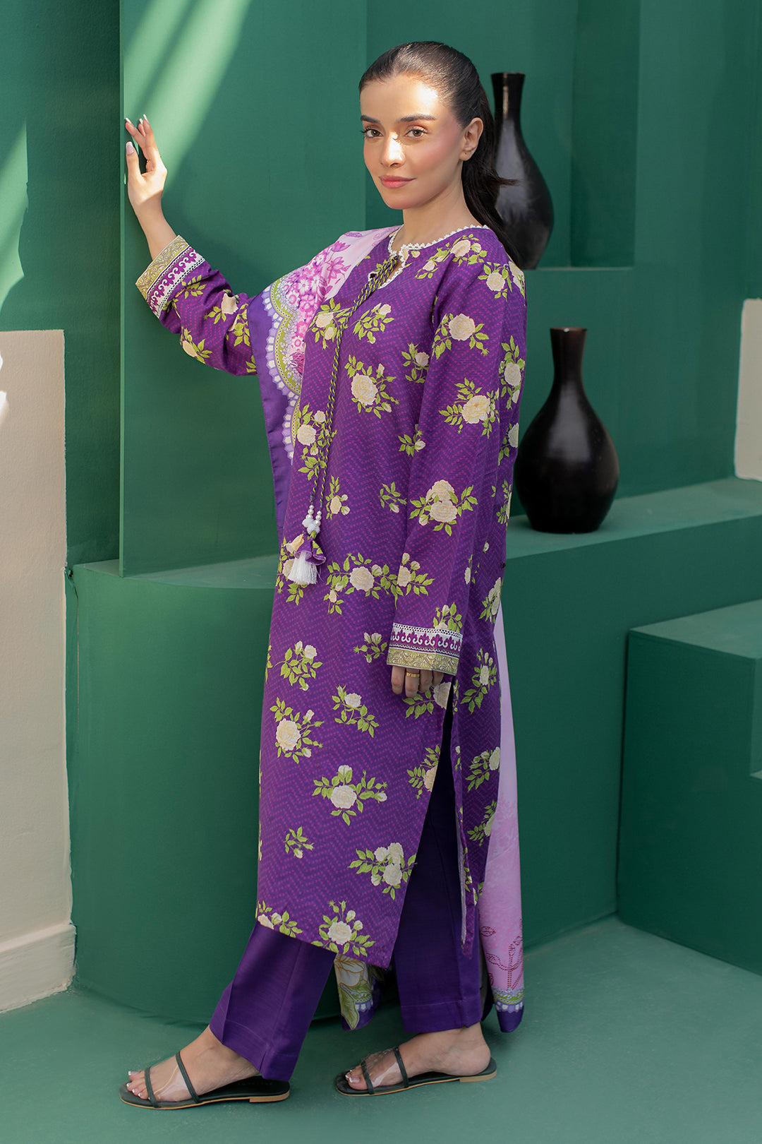 Zellbury | Winter Pret | Kurta Shawl Trouser - 3010 -  Zellbury Women Essential Pret - Original Designer Dress - House of Maryam