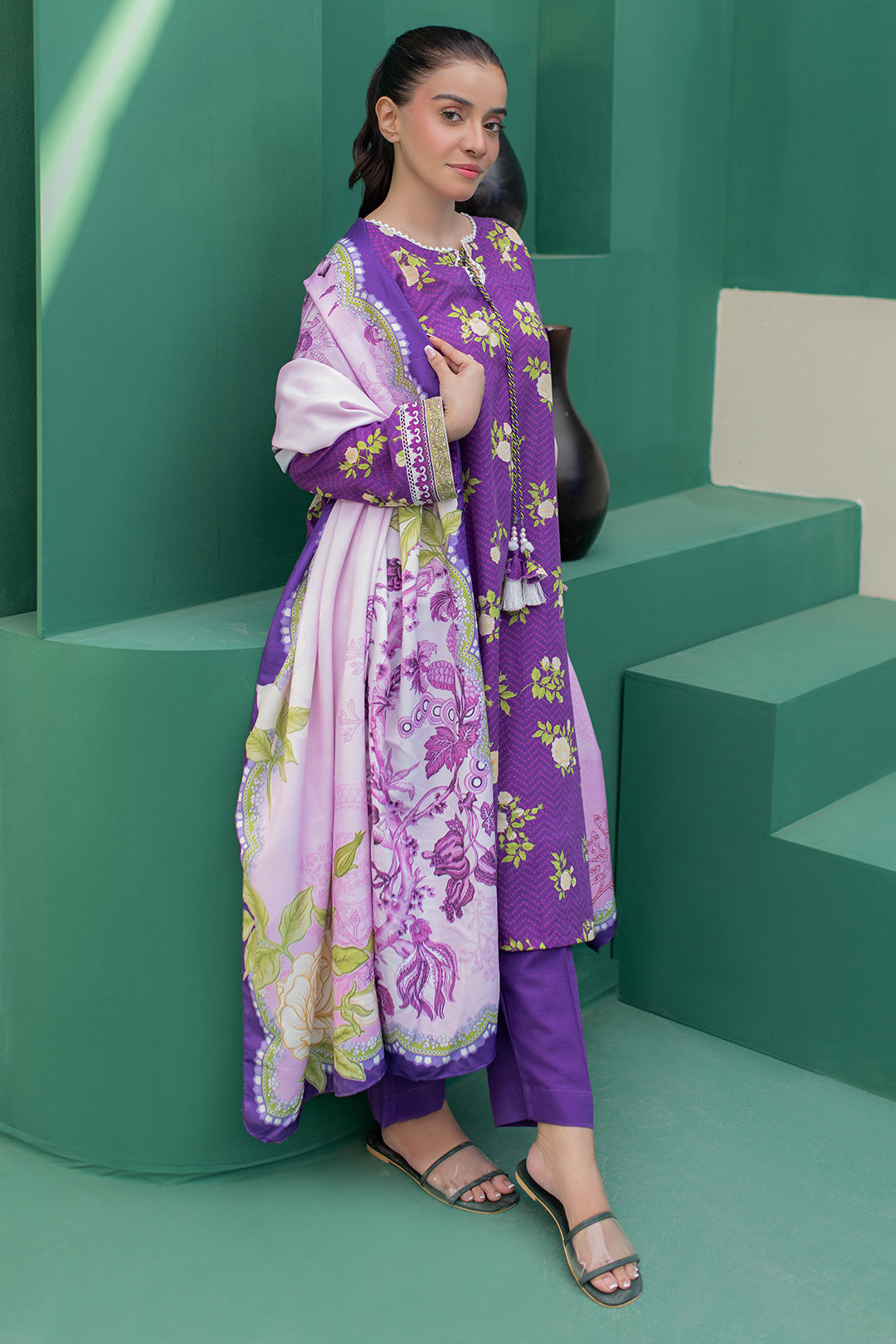Zellbury | Winter Pret | Kurta Shawl Trouser - 3010 -  Zellbury Women Essential Pret - Original Designer Dress - House of Maryam
