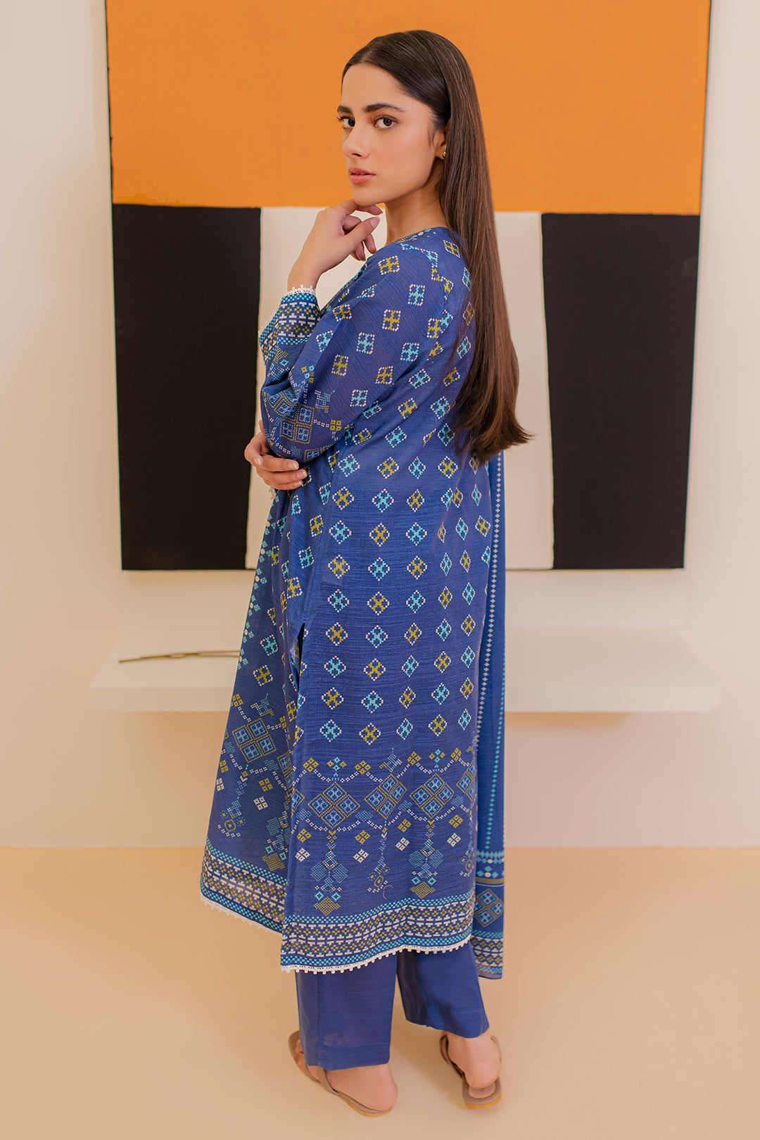 Zellbury | Winter Pret | Kurta Dupatta Trouser - 3039 -  Zellbury Women Essential Pret - Original Designer Dress - House of Maryam